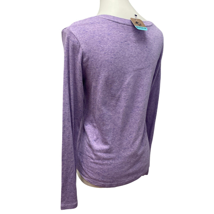 Hand Printed Upcycled Womens Medium Vintage Book Page Flower Long Sleeve Tee