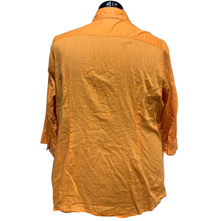 Croft &amp; Barrow Woman 1X 3/4 Tabbed Sleeve 100% Cotton Button Down Shirt Blouse