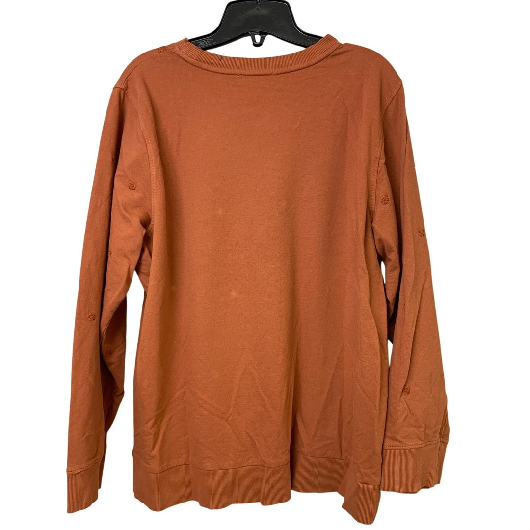 Upcycled Hand Printed Womens Size 16 Orange Living Jesus Prayers Pray Sweatshirt