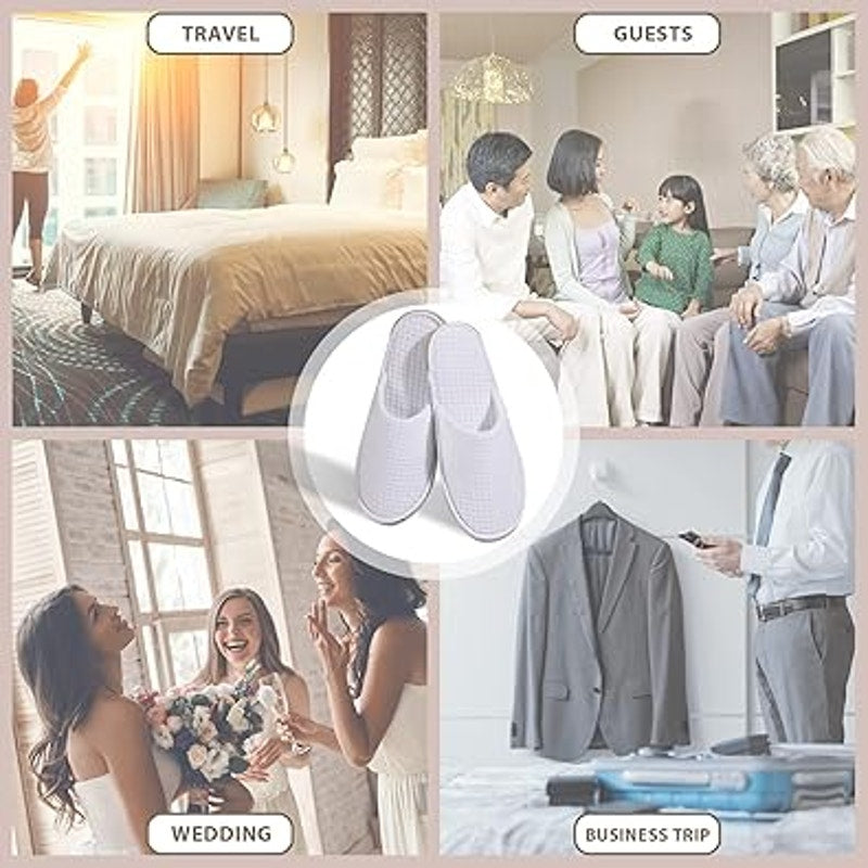New Anmerl 8 Pairs White Slip On Universal Unisex Breathable Basic Spa Slippers