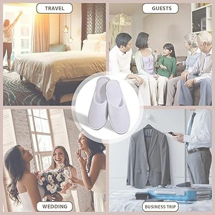 New Anmerl 8 Pairs White Slip On Universal Unisex Breathable Basic Spa Slippers