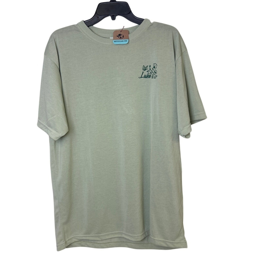 New Hand Printed Mens XL Consider How The Wildflowers Grow Short Sleeve T Shirt