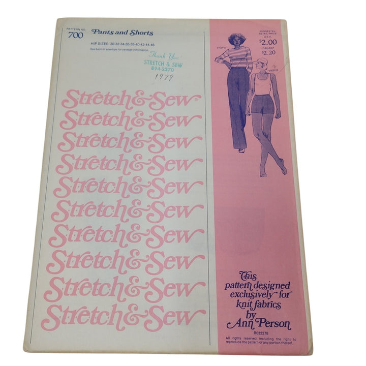 1978 Stretch &amp; Sew 700 Pants &amp; Shorts Sewing Pattern, Complete &amp; Uncut