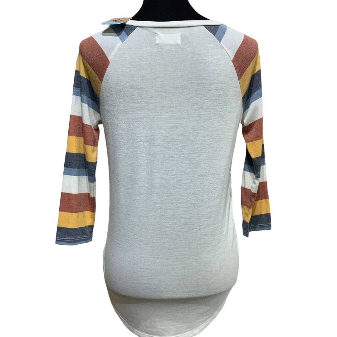 Hand Printed Upcycled XS St Bernard Puppy Dog Long Sleeve Striped Tee Shirt