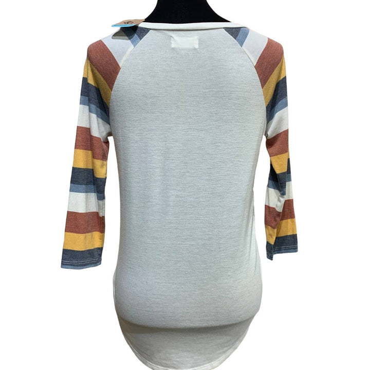 Hand Printed Upcycled XS St Bernard Puppy Dog Long Sleeve Striped Tee Shirt
