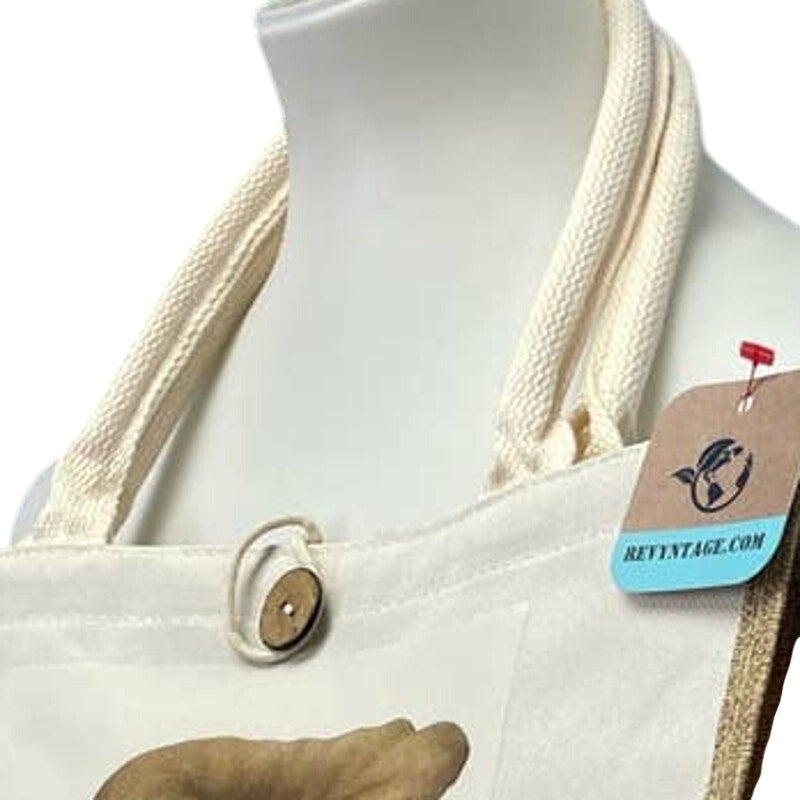 Hand Printed Upcycled Oyster Mushroom Pleurotus Spodoleucus Canvas Tote Bag