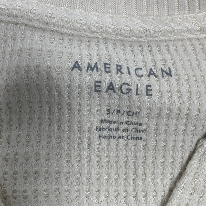 New American Eagle Womens Small PolyElastane Waffled Long Sleeve V Neck Top