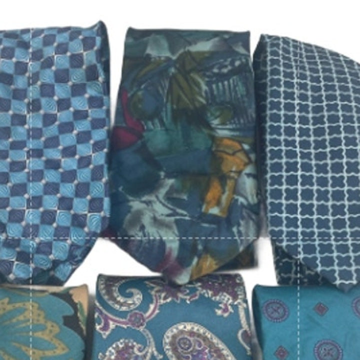 Lot of 6 Teal Blue Purple Striped Floral Vintage and Modern Mens Neck Ties