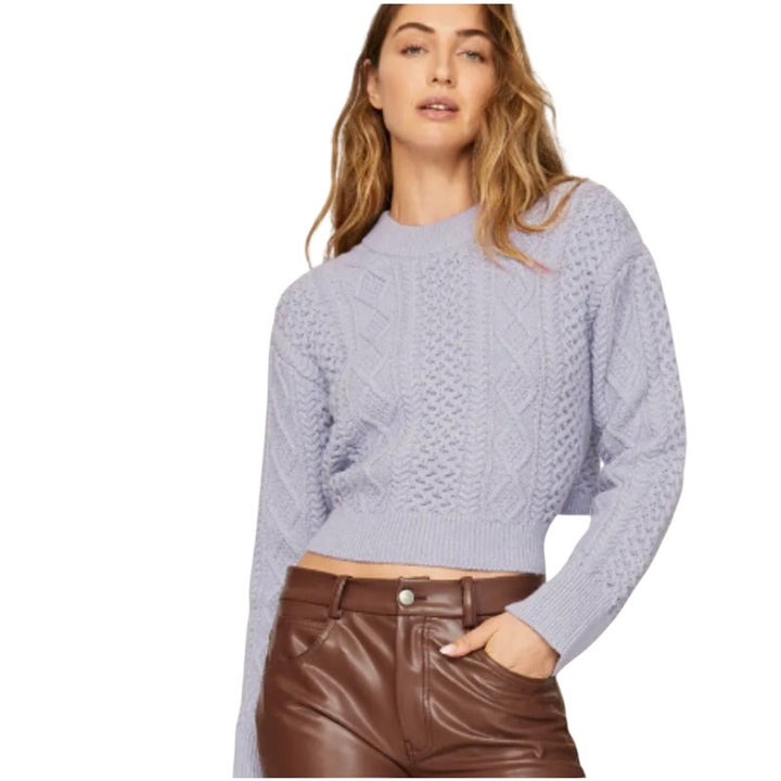 Rails Womens XL Amy Tie Back Long Sleeve Crew Neck Cropped Cable Knit Sweater