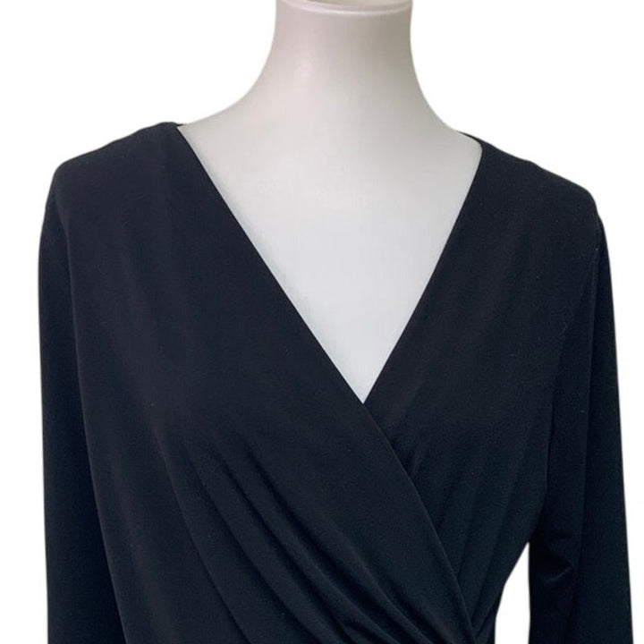 Metaphor Womens Large Deep V-Neck Asymmetrical Faux Wrap Fancy Evening Blouse