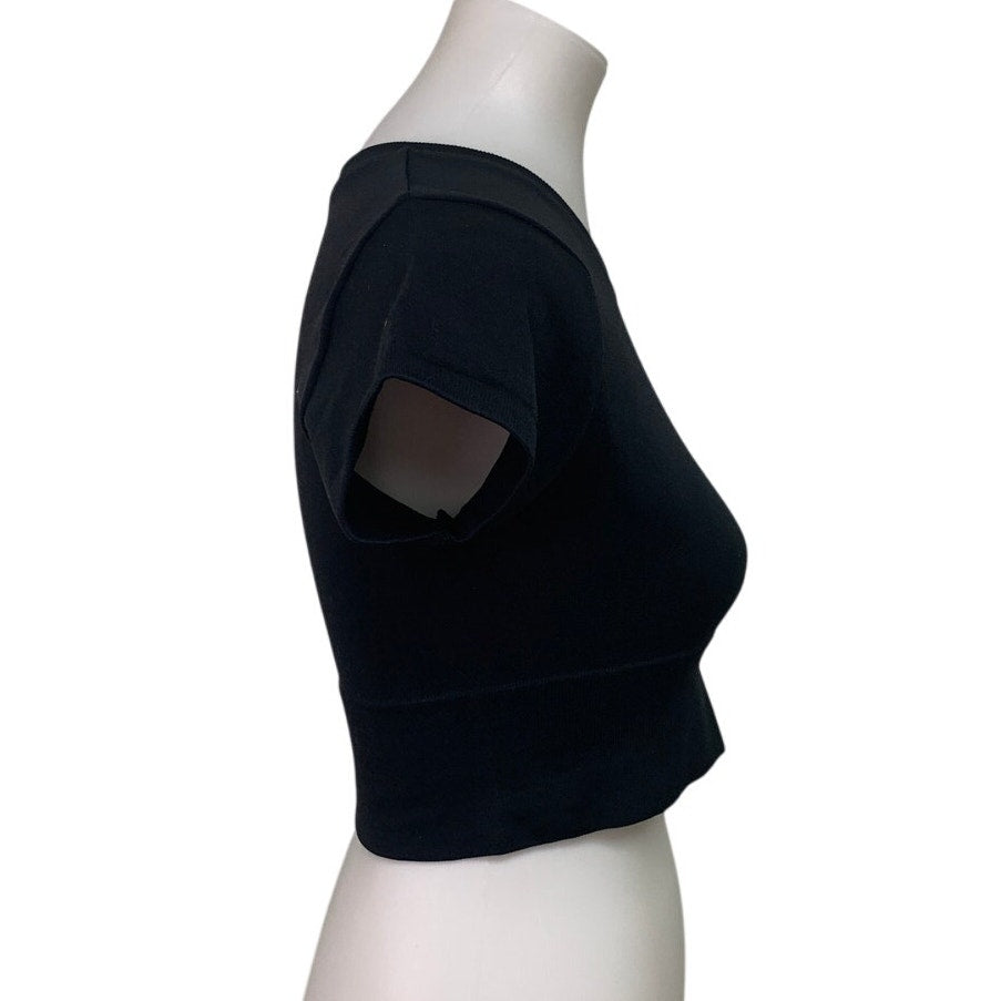 New OFFLINE By Aerie Womens Small Black Sidewalk Seamless Cropped T-Shirt Tee