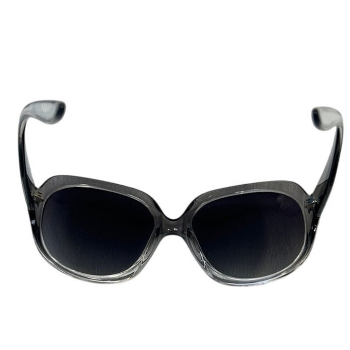 Looking Forward Womens Clear Black Frames Polarized Oversized Round Sunglasses