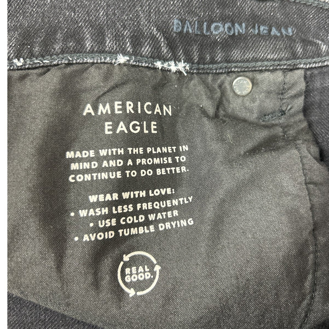 New American Eagle Womens 18 Regular Black Cotton Blend Denim Balloon Jeans