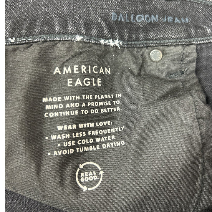 New American Eagle Womens 18 Regular Black Cotton Blend Denim Balloon Jeans