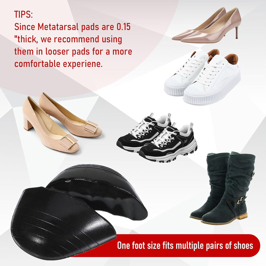 New Teaaha Black Womens Shoe Insert PU Cushion Pads for Loose Shoes - 4 Pieces