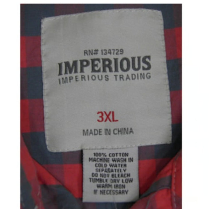 Imperious Mens 3XL Button Up 100% Cotton Short Sleeve Plaid Shirt w Pockets