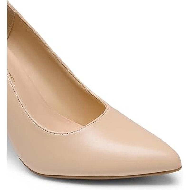 New Dream Pairs Womens Size 7.5 Tan Pointy Toe 4" Block Heel Slip On Pumps Shoes