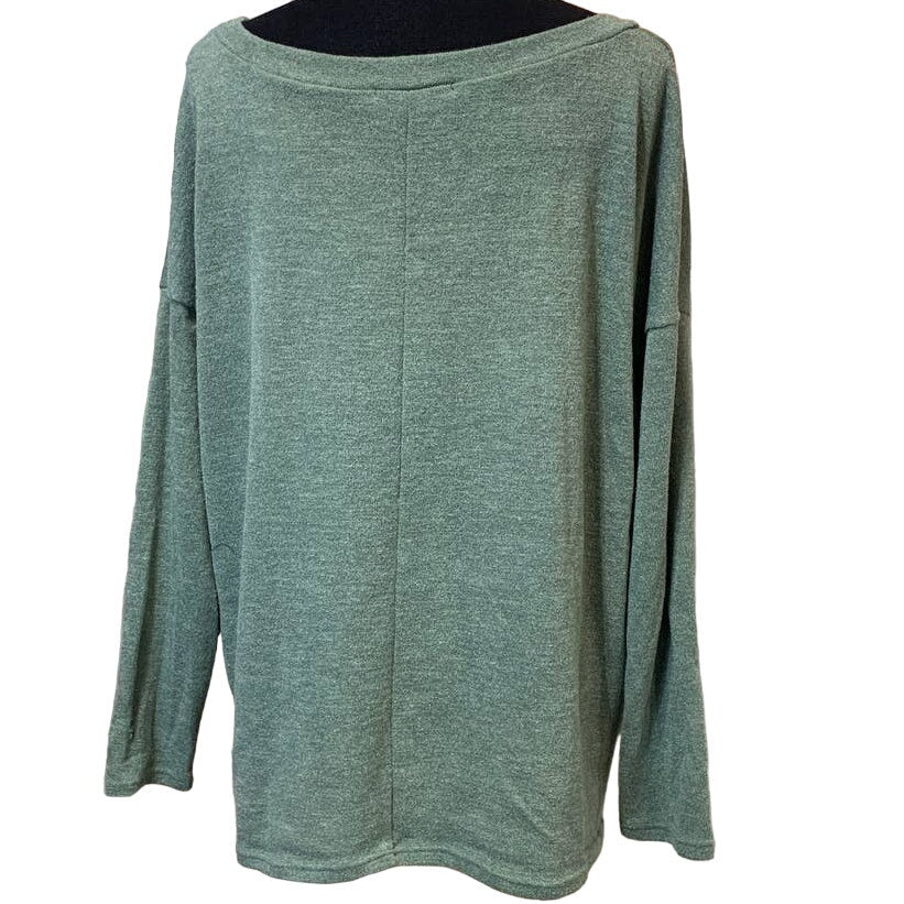 Haptics by Holly Harper 1X Long Sleeve Scoop Neck Leopard Spot Striped Sweater