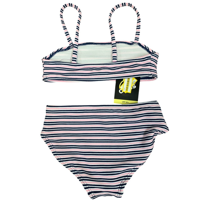 New Art Class Girls Small (6/7) UPF 50+ Blue Pink Striped Bikini 2PC Swimsuit