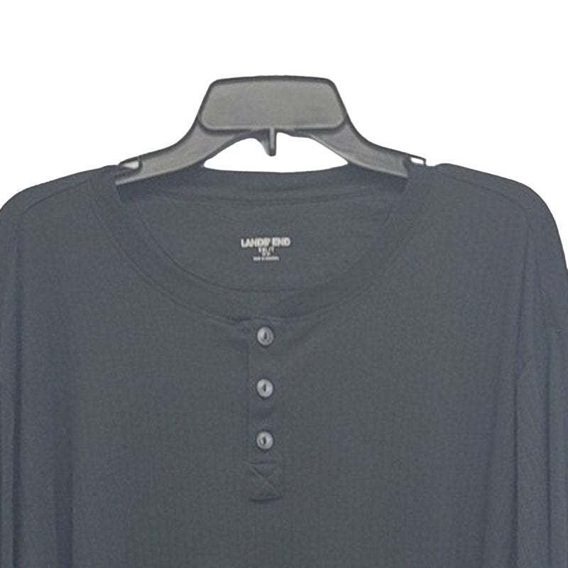 Lands End Mens XXLT 100% Cotton Long Sleeve Textured Stripe Henley Shirt