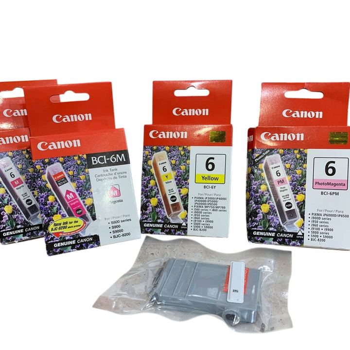 Canon BCI-6B BCI-6M BCI-6Y BCI-6PM InkJet Printer Ink Cardtridge Photo Paper Lot