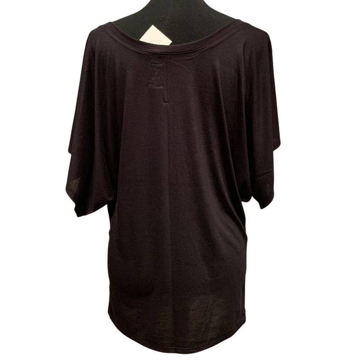 New Alley Design Group Rhinestone Autumn Leaves Black Batwing Dolman Blouse Top