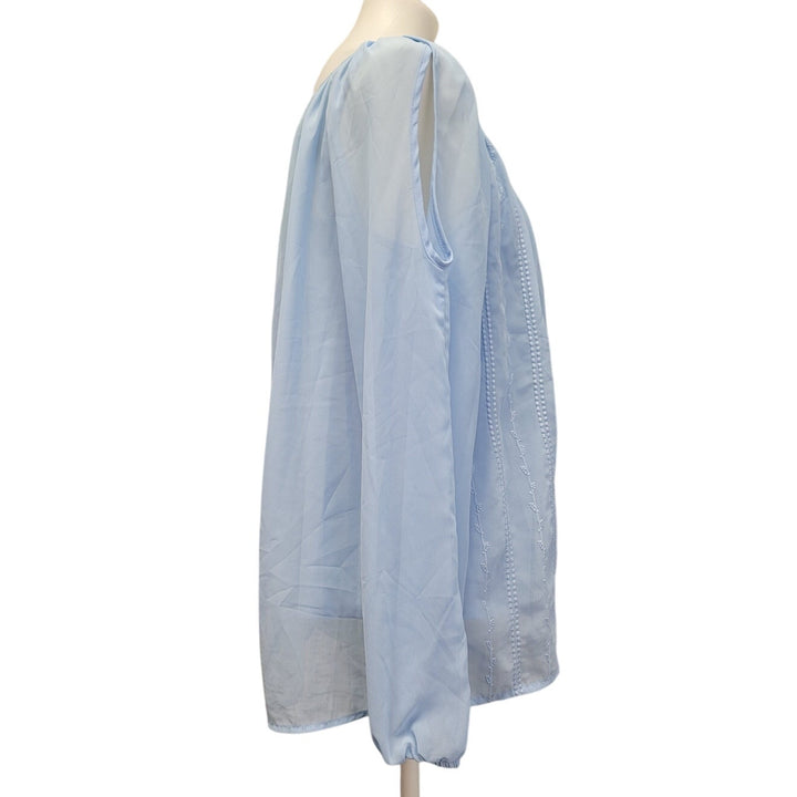 AB Studio Womens Large 2-Piece Cami w Long Sleeve Sheer Overlay Top Blouse