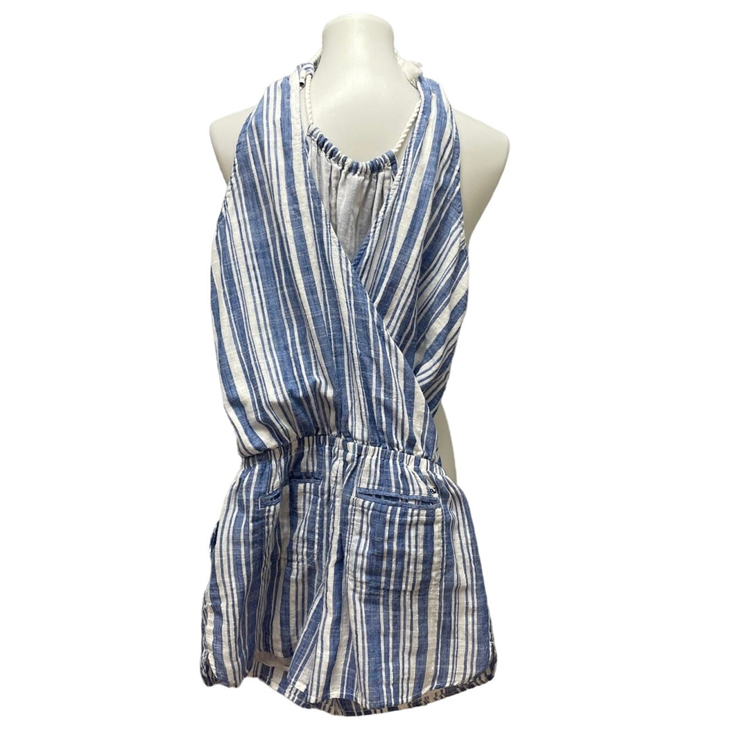 Vineyard Vines Womens Size 2 Rope Neck Cotton Linen Blend Sleeveless Romper