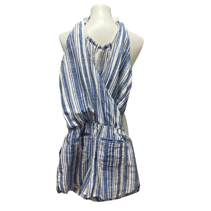 Vineyard Vines Womens Size 2 Rope Neck Cotton Linen Blend Sleeveless Romper