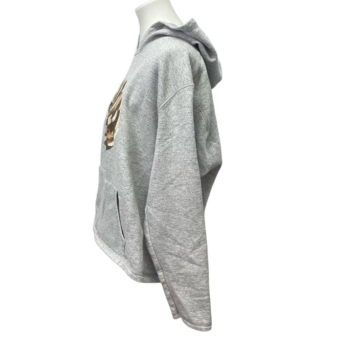 Hand Printed XL Upcycled Rustic Woody Pine Cone Long Sleeve Sweatshirt Hoodie