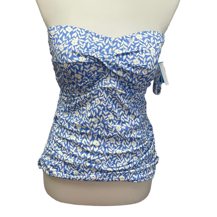 New Draper James Womens Detachable Straps Blue Floral Swim Top ONLY