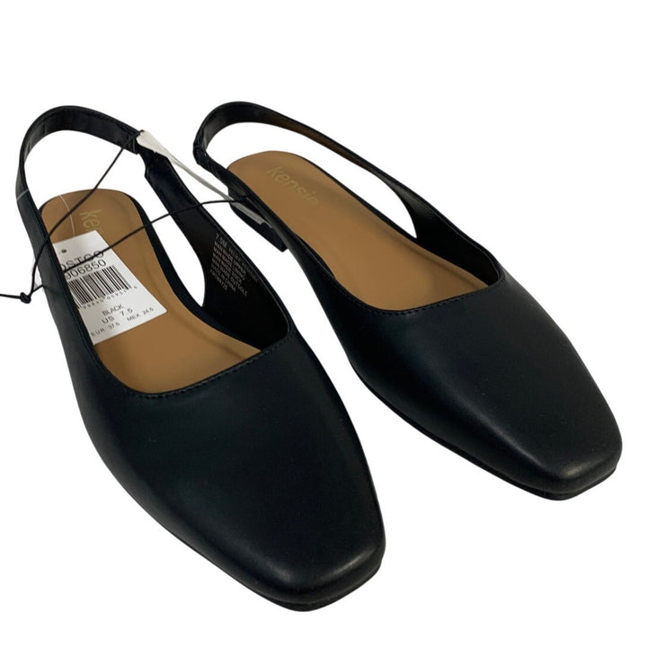 New Kensie Womens Size 7.5 Black Flats Sandal Closed Square Toe Slingback Shoes