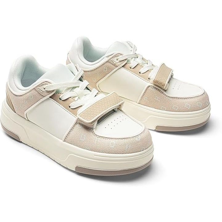 Dream Pairs Womens Size 6.5 White Pink Lace Up Hook Loop Platform Sneakers Shoes