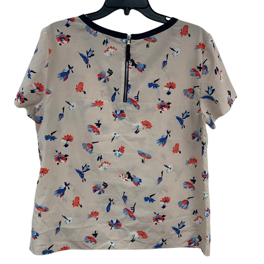 Talbots Womens Size 12 Polyester Floral Short Sleeve Lightweight Back Zip Top