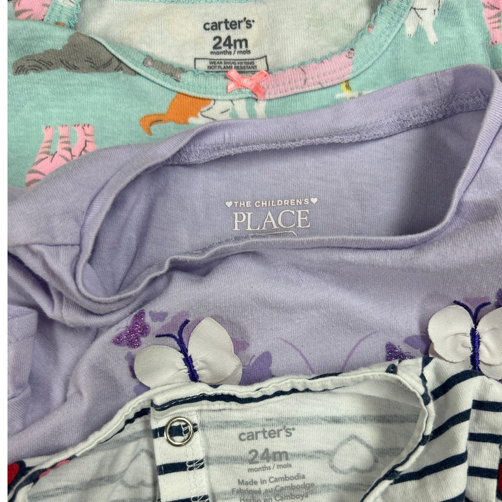 Lot of 5 Baby Girl 24 Months Cat Butterfly Heart Floral Shirts Bunny Pants