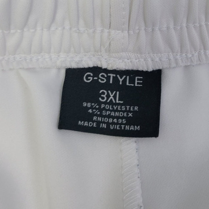 G Style Mens 3XL White PolySpandex Drawstring Waist Athletic Jogger Sweatpants