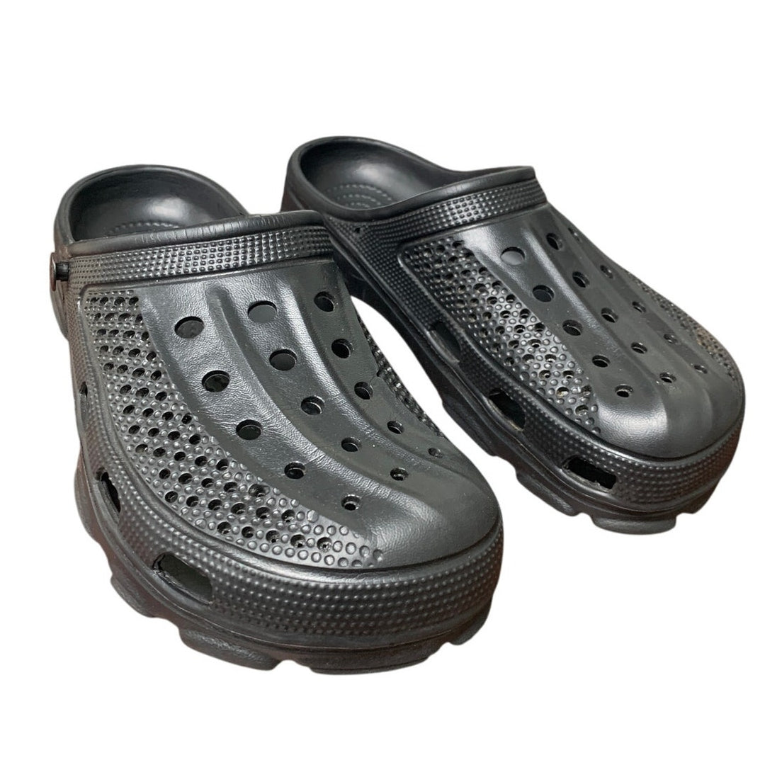 Beslip Mens 9.5 Womens 10.5 Black No Heel Strap Slip On Arch Support Clog Shoes