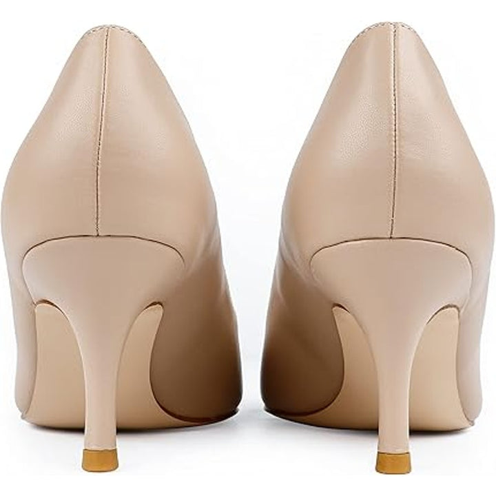 Joy In Love Womens Size 8.5 Tan Nude 2.5" Heel Pointy Toe Slide On Pumps Shoes