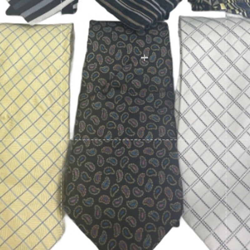 Lot of 6 Silver Yellow Black Striped Plaid Vintage and Modern Mens Neck Ties