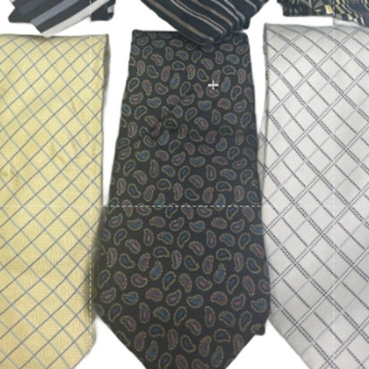 Lot of 6 Silver Yellow Black Striped Plaid Vintage and Modern Mens Neck Ties