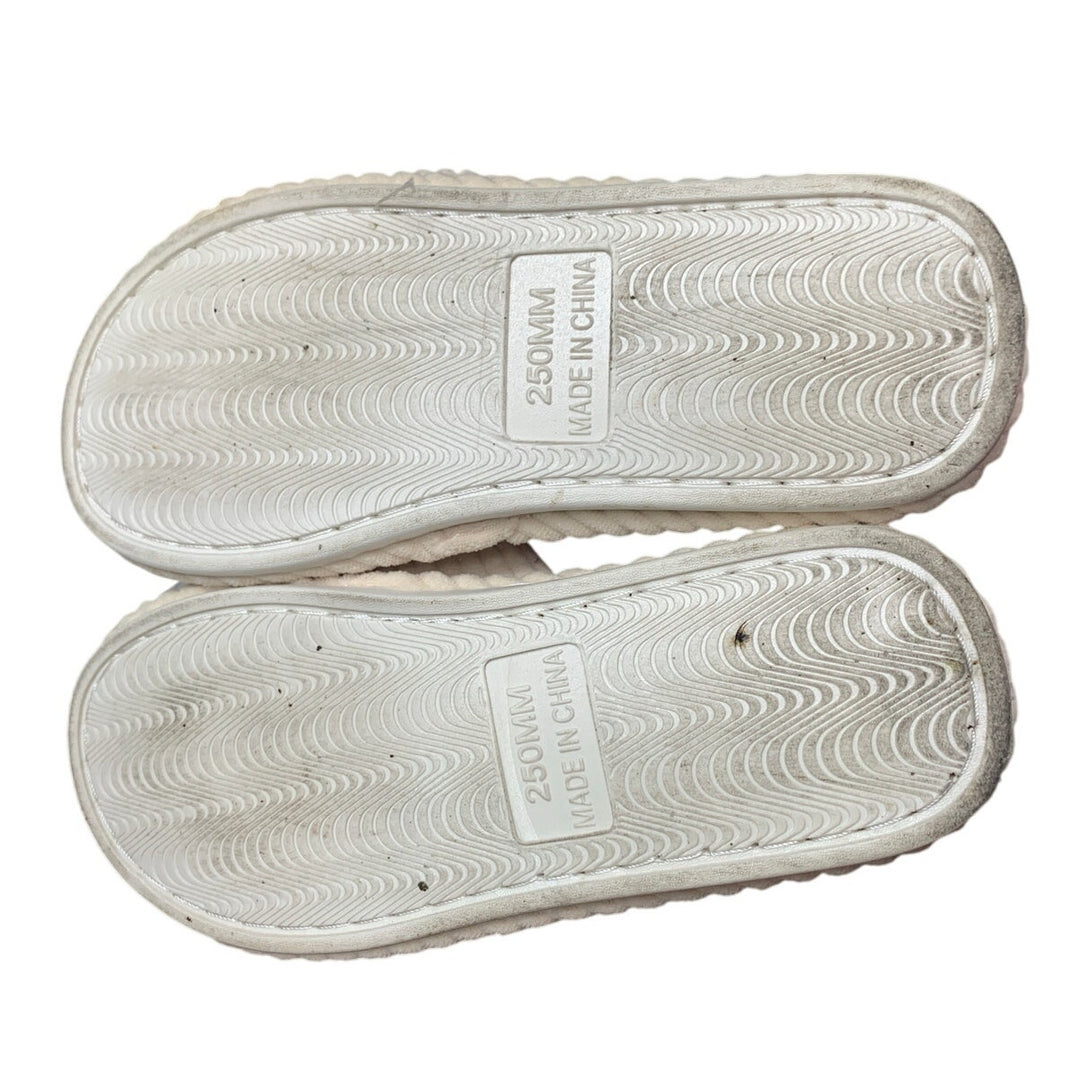 Evshine Womens Size 8/9 Cream Soft Corduroy Bow Slide On Open Toe Slipper Shoes