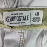 Aeropostale Mens Size 40 100% Cotton White Long Bermuda Cargo Shorts w Pockets