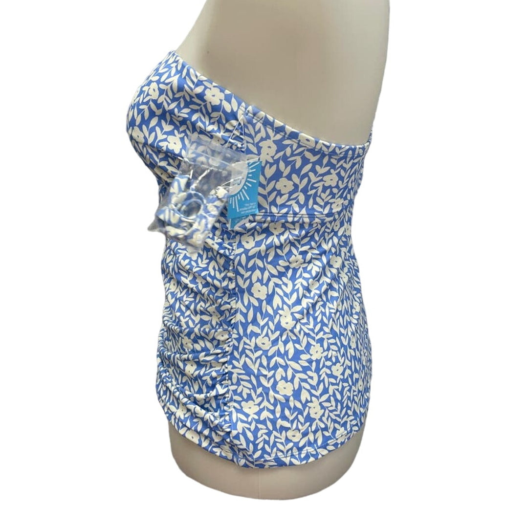 New Draper James Womens Small Detachable Straps Blue Floral Swim Top ONLY