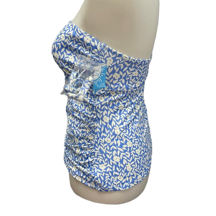 New Draper James Womens Small Detachable Straps Blue Floral Swim Top ONLY