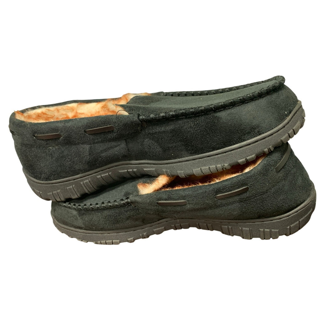 Vonair Mens 13 Black Faux Suede Moccasin Slipper Indoor Outdoor Slip On Shoes