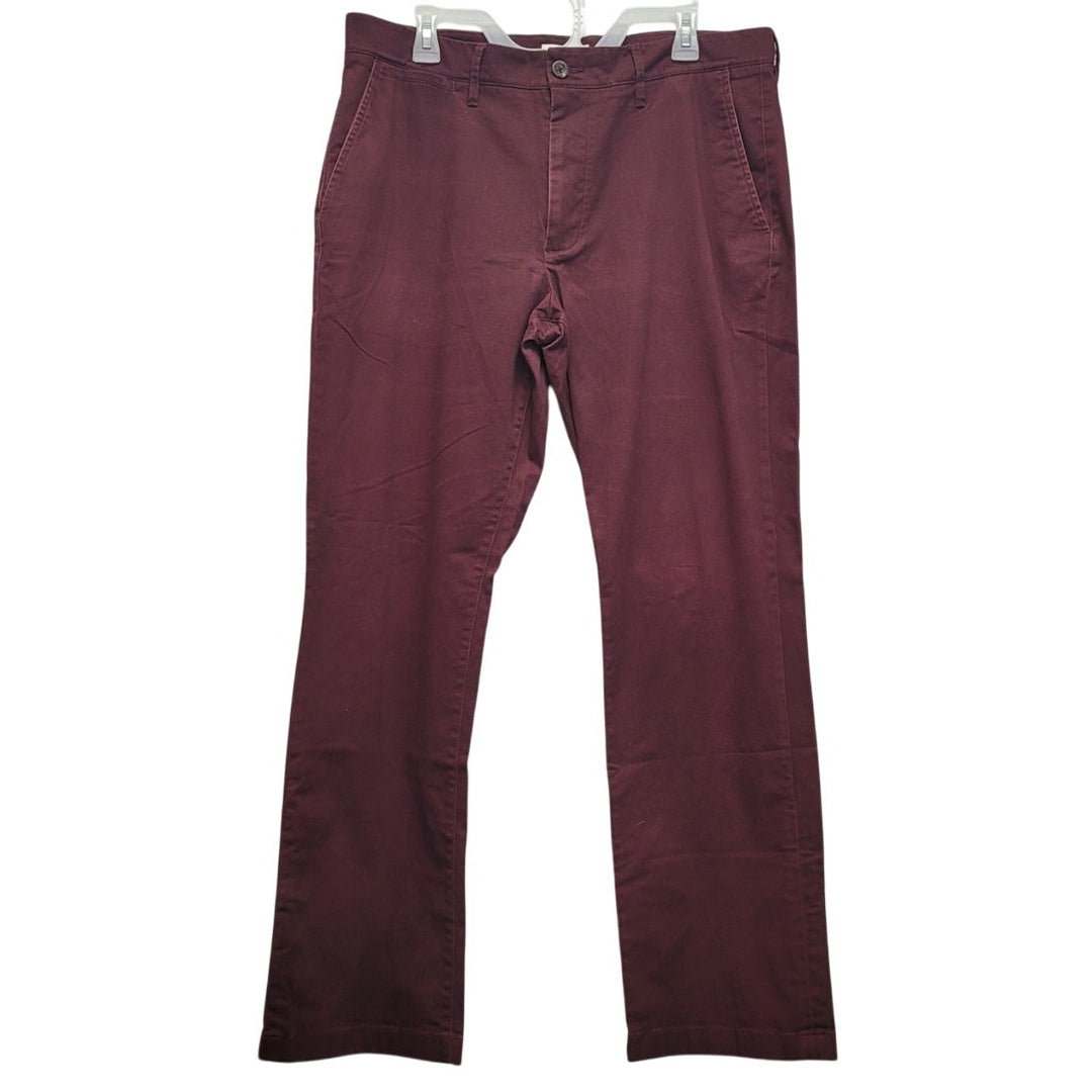 Goodfellow &amp; Co Mens 36 X 32 Maroon Cotton Spandex Straight Leg Denim Jeans