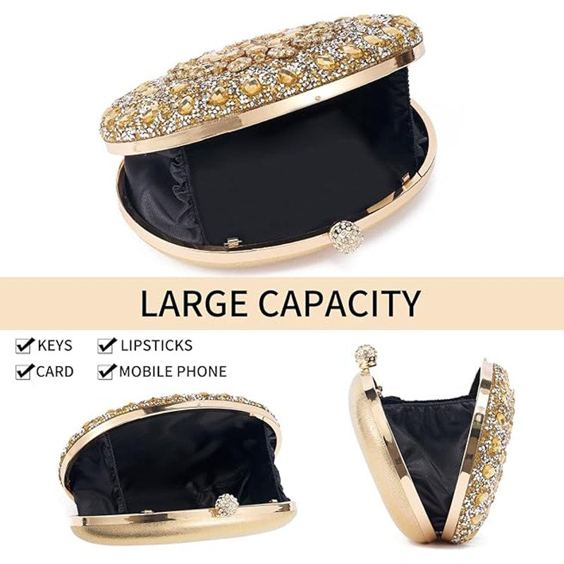 New Yapaiou Gold Silver Rhinestone Sparkly Evening Clutch Wedding Prom Purse