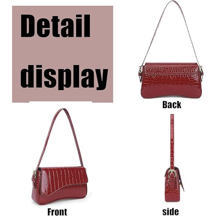 New Womens Crocodile Red PU Leather Removeable Straps Small Shoulder Bag Clutch