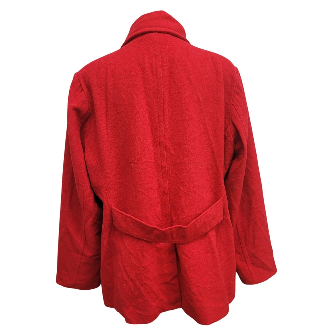 Old Navy Womens XL Red Double Breasted Warm Wool Blend Winter Pea Coat