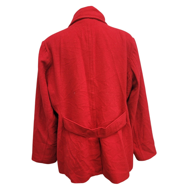 Old Navy Womens XL Red Double Breasted Warm Wool Blend Winter Pea Coat